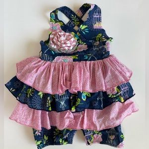 Mustard Pie Boutique Tiered Ruffle Romper Dress SZ 18M Like NEW!